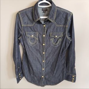 NWOT 🤠 True Religion Light stretch Jean Shirt M